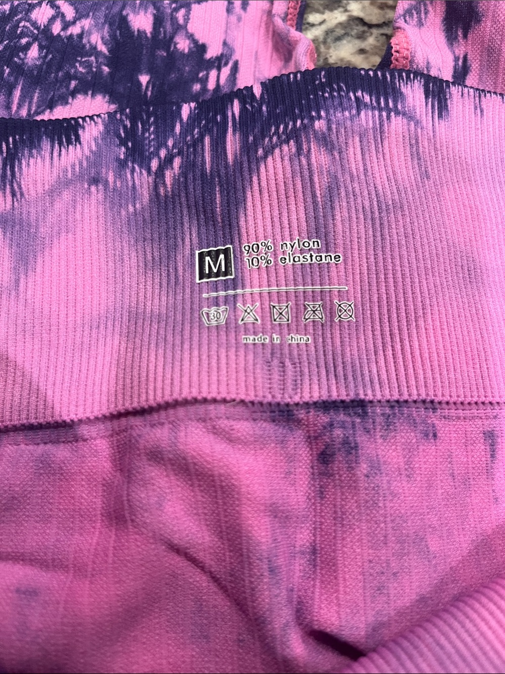 Pink and Black Tie-Dye Ribbed Leggings - Picture 3 of 3